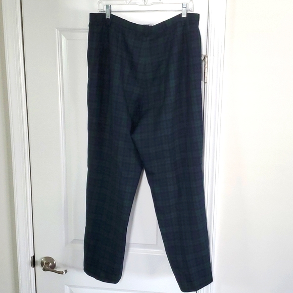 PENDLETON Wool Plaid Green Navy Blue Tartan Pants Size 18 - Picture 3 of 8